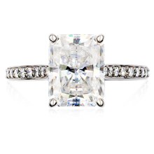 Radiant Center Cathedral Engagement Ring - top view