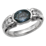 Carved Curls Engagement Ring with Tapering Diamonds and Blue Sapphire