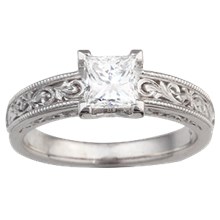 Vintage Scrollwork Solitaire Engagement Ring - top view