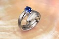 Dolphin Bridal Set with Blue Sapphire and Pave-Set Diamonds