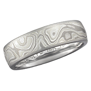 Winter Mokume Wedding Band, Matte, Light Etch in Palladium