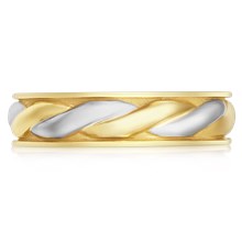 Twist Mens Two-Tone Wedding Band - top view