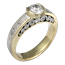 Mokume Curls Engagement Ring with White Mokume and a Yellow Gold Liner