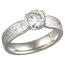 White Mokume Solitaire Tapered Engagement Ring