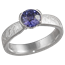 Mokume Solitaire Tapered Engagement Ring with Purple Sapphire