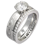 Mokume Solitaire Tapered Engagement Ring in White Bridal Set
