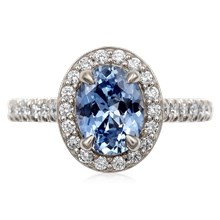 Oval Halo Diamond Engagement Ring - top view