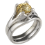 Carved Wing Engagement Ring with Yellow Diamond Bridal Set