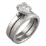 Carved Leaf Engagement Ring with Mokume Band