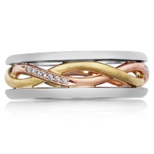 Tricolor Twist Wedding Band - top view