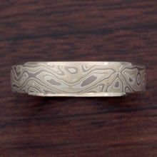 Winter Mokume Wedding Band In White Gold - top view