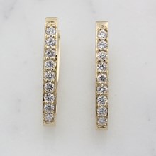 Perfect Diamond Hoop Earrings In 14K Yellow Gold - top view