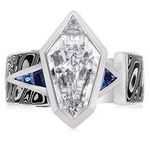 Luxury Shield Mokume Engagement Ring - top view