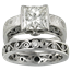 Mokume Curls Engagement Ring Bridal Set