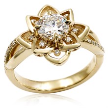 Open Lotus Mandala Engagement Ring