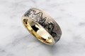 Mountain and Mokume Sky Wedding Band with Raised Relief