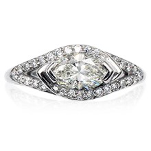 Bypass Marquise Engagement Ring - top view