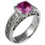 Mokume Curls Engagement Ring with Pink Sapphire