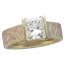 Trigold Mokume Cathedral Engagement Ring