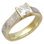Mokume Cathedral Engagement Ring with Princess Cut Diamond