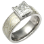 Mokume Solitaire Princess Engagement Ring with Winter Mokume