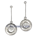 White Mokume Life Drop Earrings