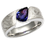 Mokume Wave Engagement Ring with Bicolor Sapphire