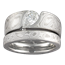 Mokume Wave Engagement Ring with White Mokume Band