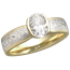 Oval Diamond in Mokume Solitaire Tapered Engagement Ring