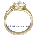 Carved Wave Engagement Ring in Yellow Gold
