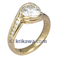 Carved Wave Engagement Ring in Yellow Gold