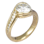 Carved Wave Engagement Ring in Yellow Gold