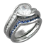 Carved Wave Engagement Ring with Blue Sapphire Contoured Wedding Band
