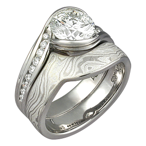 Carved Wave Artistic Engagement Ring
