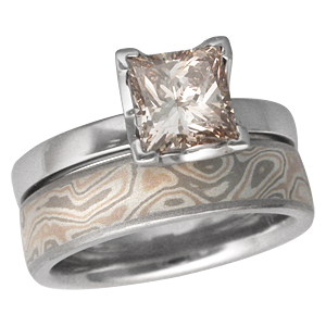 Modern Solitaire Engagement Ring with Champagne Princess Diamond