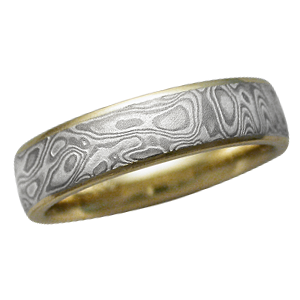 Yellow Gold Mokume Wedding Band