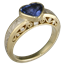 Heart Shaped Blue Sapphire in Mokume Curls Engagement Ring
