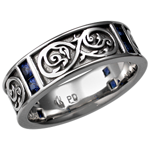 Renaissance Eternity Wedding Band with Blue Sapphires