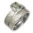 Winter Mokume Solitaire Tapered Engagement Ring with Green Sapphire