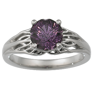 Tree of Life Unique Engagement Ring with Designer Cut Sapphire