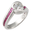 Carved Wave Engagement Ring in Platinum with Rubies