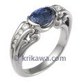 Carved Curls Engagement Ring with Oval Blue Sapphire Carved Curls Engagement Ring with Oval Blue Sapphire