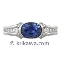 Carved Curls Engagement Ring with Oval Blue Sapphire Carved Curls Engagement Ring with Oval Blue Sapphire