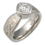 Mokume Solitaire Tapered Engagement Ring with Full Bezel 