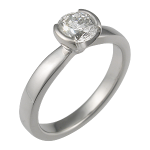 Modern Taper Engagement Ring with 0.55 Ct Diamond