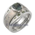 Bicolor Sapphire Mokume Solitaire Straight, Tapered Head Engagement Ring Bicolor Sapphire Mokume Solitaire Straight, Tapered Head Engagement Ring