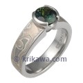 Bicolor Sapphire Mokume Solitaire Straight, Tapered Head Engagement Ring Bicolor Sapphire Mokume Solitaire Straight, Tapered Head Engagement Ring