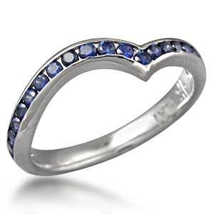 Diamond Channel Contoured Wedding Band Unique Sapphire Wedding Band