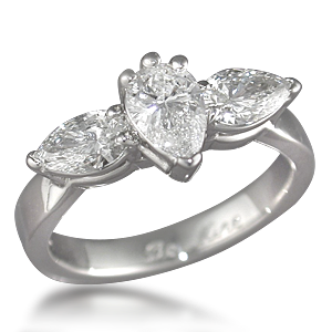 Handcrafted Three Stone Engagement Ring