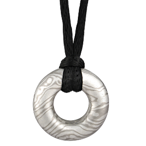 White Mokume Gane Donut Pendant